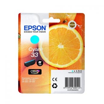 Epson originální ink T33 Cyan, C13T33424010, XP-530,630,635,830